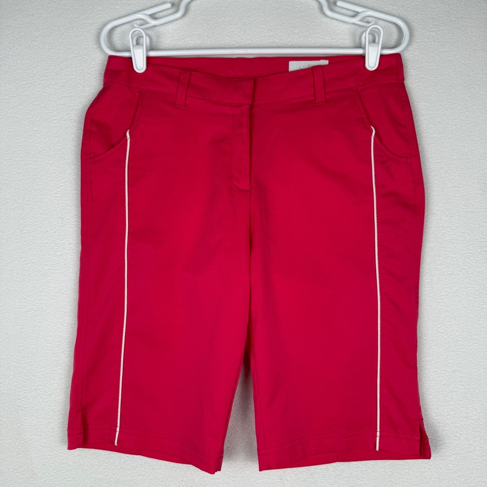 Callaway Pink Golf Shorts Womens 6 Contrast Piping Chino Performance Activewear